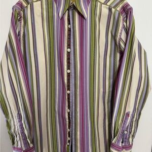 Robert Graham Purple and Green Striped Shirt